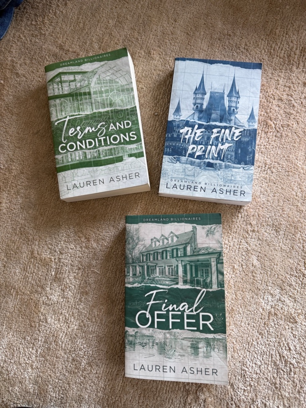 Lauren Asher Dreamland Billionaires Paperback Set - Green & Blue Covers